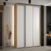 Szafa CANNES 1-150 45 cm głębokość. Korpus dąb artisan, Fronty białe listwa srebrna