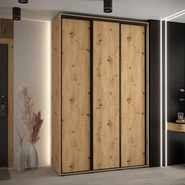 Szafa CANNES 1-160 45 cm glębokość. Korpus dąb artisan , fronty dąb artisan listwa czarna
