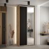 Szafa CANNES 3 -110 45 cm głebokość. Korpus dąb artisan front czarne lustro i srebrna listwa