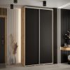 Szafa CANNES 1-130 45 czm głebokości. Korpus dąb artisan , frontyczarne listwa srebrna