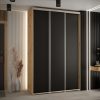 Szafa CANNES 1-150 45 cm głębokość. Korpus dąb artisan, Fronty czarne listwa listwa srebrna