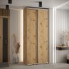 Szafa CANNES 1-100 45cm glębokości. Korpus dąb artisan, front dąb artisan listwa srebrna