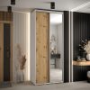 Szafa CANNES 3 -110 45 cm głebokość. Korpus biały front dąb artisan lustro isrebrna listwa