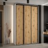 Szafa CANNES 1-150 45 cm głębokość. Korpus biały, Fronty dąb artisan listwa czarna
