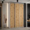 Szafa CANNES 1-150 45 cm głębokość. Korpus biały, Fronty dąb artisan listwa srebrna