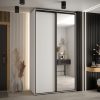 Szafa CANNES 3 -130 45 cm głebokość. Korpus biały, front biały ,lustro i czarna listwa