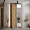 Szafa CANNES 3 -110 45 cmgłebokość. Korpus czarny, front dąb artisan lustro i srebrna listwa