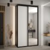 Szafa CANNES 3 -130 45 cm głebokość. Korpus czarny, front biały ,lustro i czarna listwa