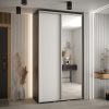 Szafa CANNES 3 -130 45 cm głebokość. Korpus czarny, front biały ,lustro i srebrna listwa