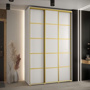 Szafa CANNES 4- 160 szerokość 45 cm. Korpus biały, front biały listwa złota
