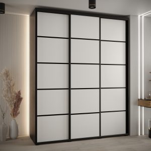 Szafa CANNES 4- 190 szerokość 45 cm. Korpus czarny , front biały listwa czarna