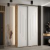 Szafa CANNES 8-140 szerokość 45cm korpus biały Front dąb artisan listwa srebrna