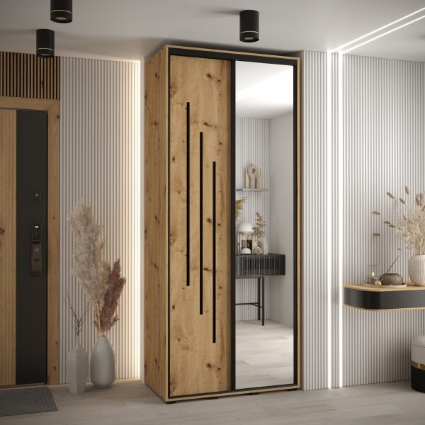 Kast CANNES 9-110 Breedte: 45 cm Korpus: wit Front: artisan eiken Lijst: xwart
