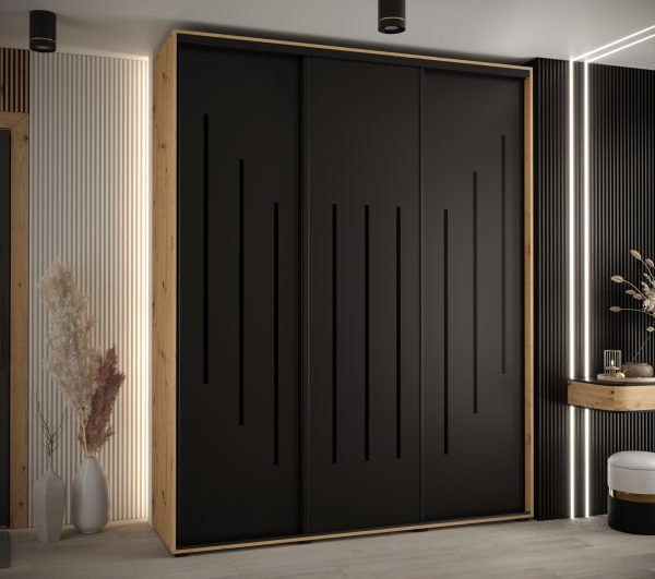 Kast CANNES 8-200 Breedte: 45 cm Korpus: artisan eiken Front: zwart Lijst: zwart Kast CANNES 8-200 Breedte: 45 cm Korpus: artisan eiken Front: zwart Lijst: zwart
