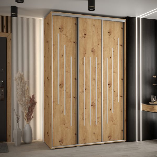 Szafa CANNES 8-150 szerokość 45cm korpus dab artisan Front dąb artisan listwa srebrna