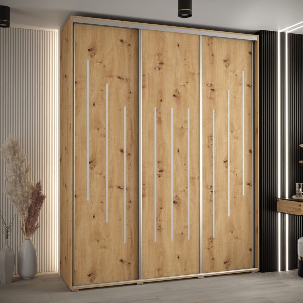 Kast CANNES 8-200 Breedte: 45 cm Korpus: artisan eiken Front: artisan eiken Lijst: zilverkleurig