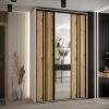 Szafa CANNES 7-150 szerokość 45cm korpus biały Front dąb artisan listwa czarna i lustro
