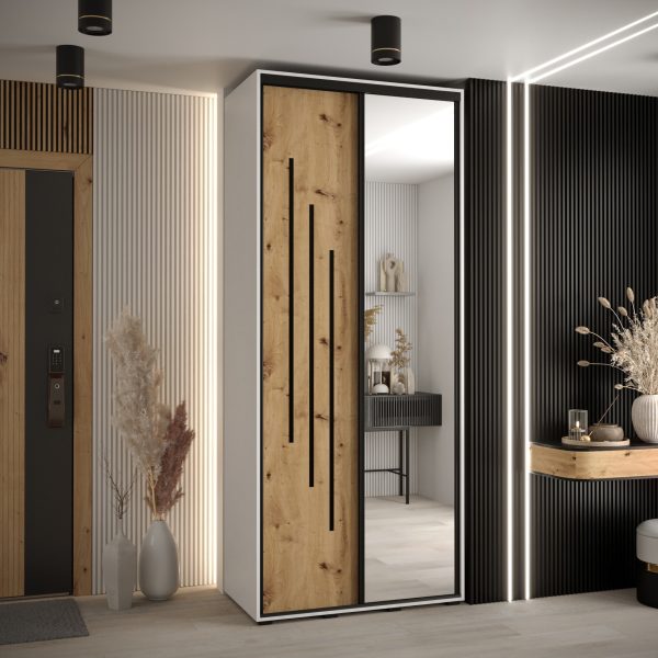 Kast CANNES 9-110 Breedte: 45 cm Korpus: wit Front: artisan eiken Lijst: zwart