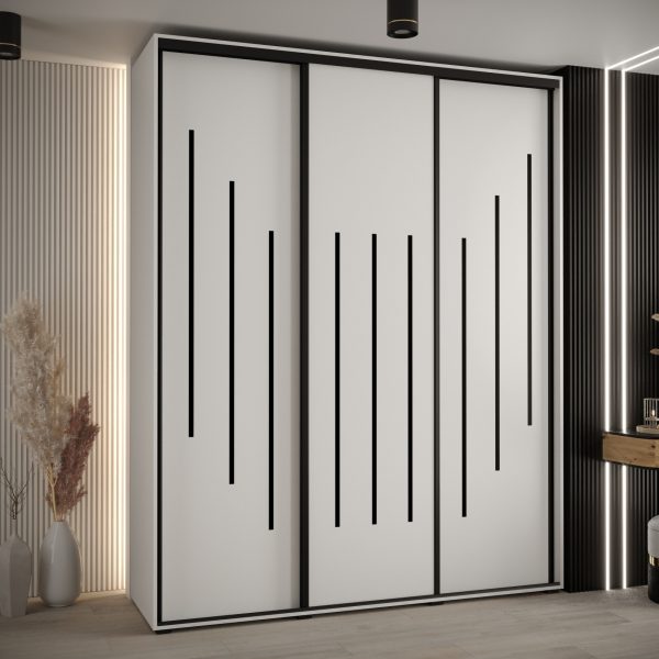 Kast CANNES 8-200 Breedte: 45 cm Korpus: wit Front: wit Lijst: zwart