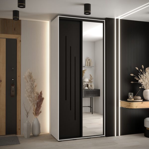 Kast CANNES 9-110 Breedte: 45 cm Korpus: wit Front: zwart Lijst: zwart