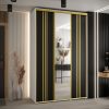 Szafa CANNES 7-150 szerokość 45cm korpus biały Front czarny listwa złota i lustro