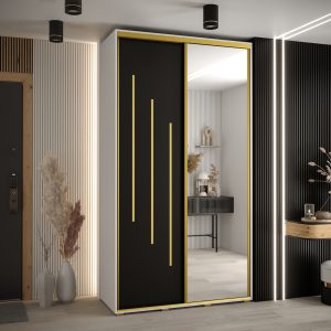 Kast CANNES 9-130 Breedte: 45 cm Korpus: wit Front: zwart Lijst: goudkleurig