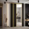 Szafa CANNES 7-130 szerokość 45cm korpus biały Front czarny listwa złota i lustro