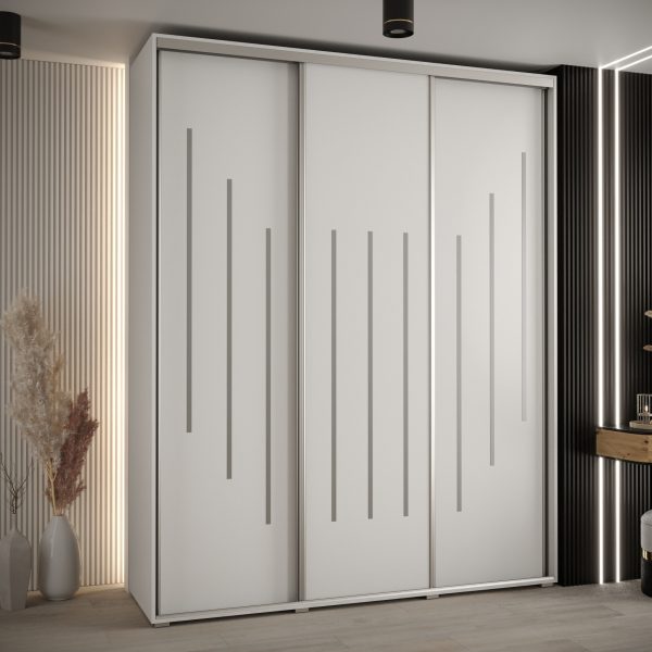 Kast CANNES 8-200 Breedte: 45 cm Korpus: wit Front: wit Lijst: zilverkleurig
