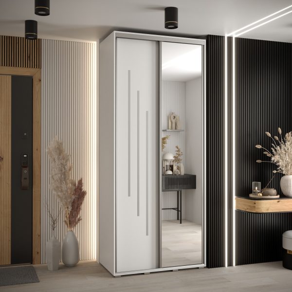 Kast CANNES 9-110 Breedte: 45 cm Korpus: wit Front: wit Lijst: zilverkleurig
