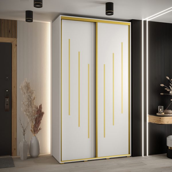 Szafa CANNES 8-130 szerokość 45cm korpus biały Front biały listwa złota