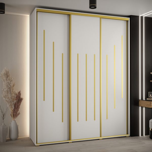 Kast CANNES 8-200 Breedte: 45 cm Korpus: wit Front: wit Lijst: goudkleurig