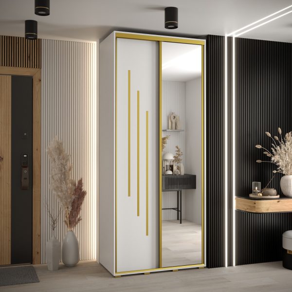 Kast CANNES 9-110 Breedte: 45 cm Korpus: wit Front: wit Lijst: goudkleurig