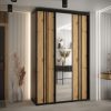 Szafa CANNES 7-150 szerokość 45cm korpus czarny Front dab artisan listwa czarna i lustro