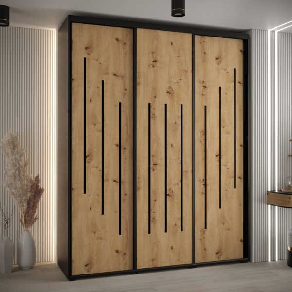 Kast CANNES 8-200 Breedte: 45 cm Korpus: zwart Front: artisan eiken Lijst: zwart