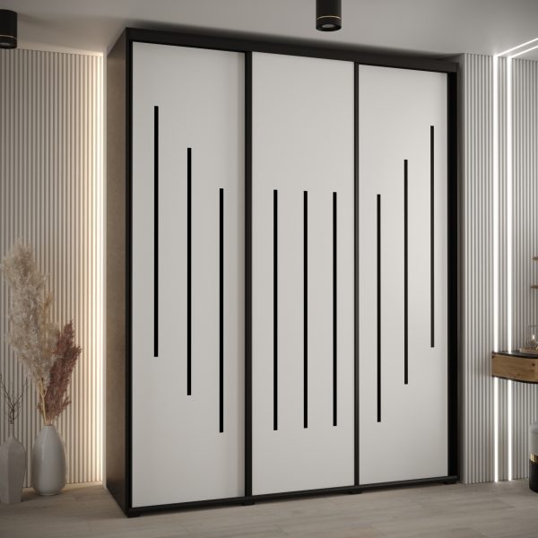 Kast CANNES 8-200 Breedte: 45 cm Korpus: zwart Front: wit Lijst: zwart