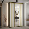 Szafa CANNES 7-150 szerokość 45cm korpus czarny, Front biały listwa złota i lustro