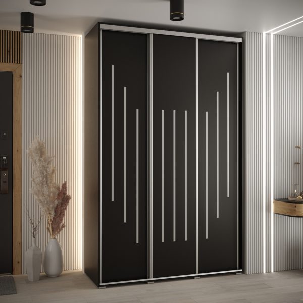 Szafa CANNES 8-150 szerokość 45cm korpus czarny Front czarny listwa srebrna