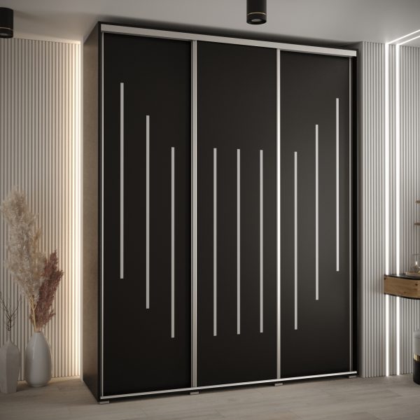 Kast CANNES 8-200 Breedte: 45 cm Korpus: zwart Front: zwart Lijst: zilverkleurig
