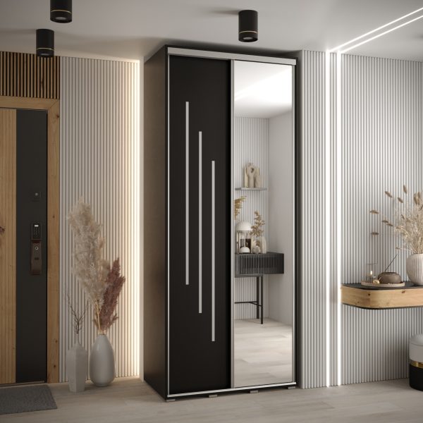 Kast CANNES 9-110 Breedte: 45 cm Korpus: zwart Front: zwart Lijst: zilverkleurig