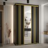 Szafa CANNES 7-160 szerokość 45cm korpus czarny, Front czarny listwa złota i lustro
