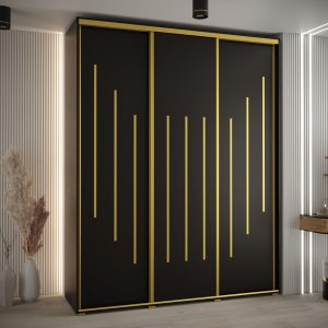 Kast CANNES 8-200 Breedte: 45 cm Korpus: zwart Front: zwart Lijst: goudkleurig