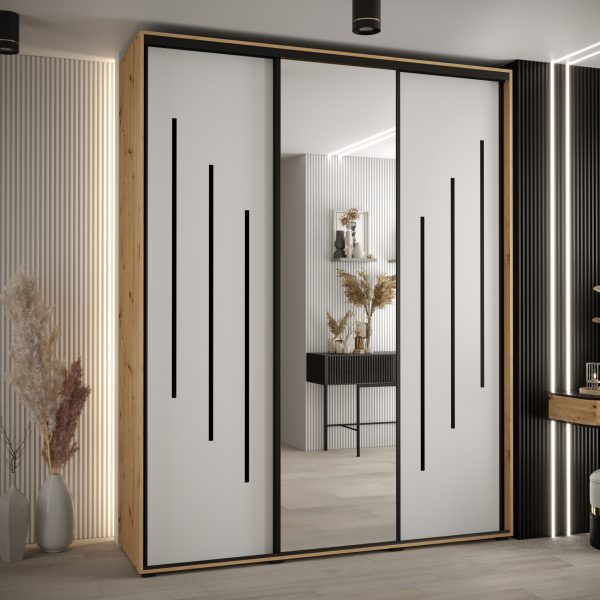 Kast CANNES 9-200 Breedte: 45 cm Korpus: artisan eiken Front: wit Lijst: zwart
