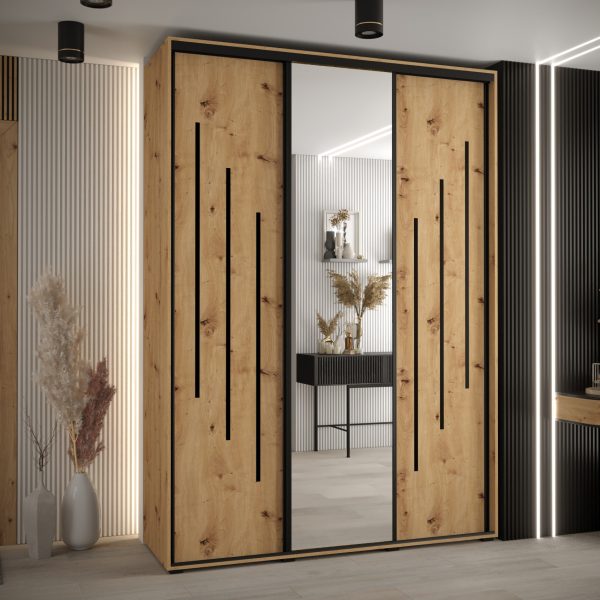 Kast CANNES 9-180 Breedte: 45 cm Korpus: wit Front: artisan eiken Lijst: zwart