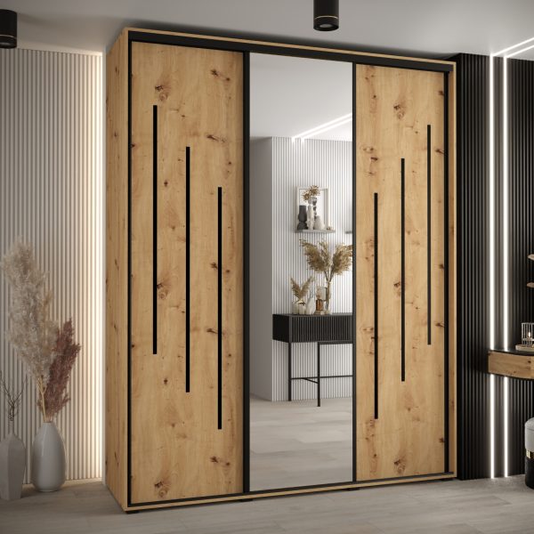 Kast CANNES 9-190 Breedte: 45 cm Korpus: wit Front: artisan eiken Lijst: zwart