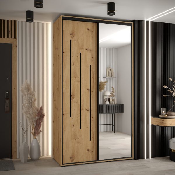 Kast CANNES 9-140 Breedte: 45 cm Korpus: wit Front: artisan eiken Lijst: zwart