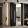 Kast CANNES 9 140 Breedte: 45 cm Korpus: artisan eiken Front: zwart Lijst: zilverkleurig