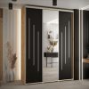 Kast CANNES 9 170 Breedte: 45 cm Korpus: artisan eiken Front: zwart Lijst: zilverkleurig