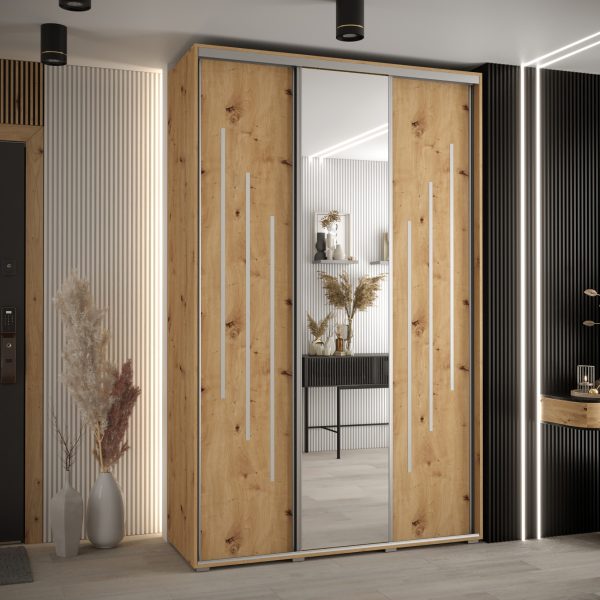 Kast CANNES 9-150 Breedte: 45 cm Korpus: artisan eiken Front: artisan eiken Lijst: zilverkleurig