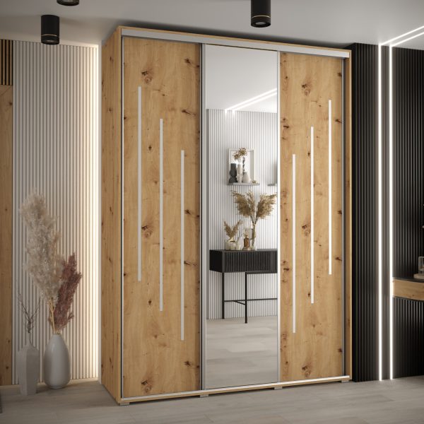 Kast CANNES 9-180 Breedte: 45 cm Korpus: artisan eiken Front: artisan eiken Lijst: zilverkleurig