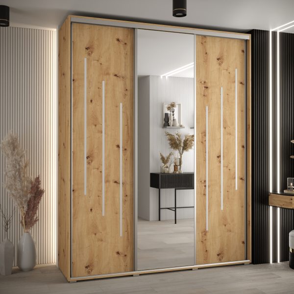 Kast CANNES 9-190 Breedte: 45 cm Korpus: artisan eiken Front: artisan eiken Lijst: zilverkleurig